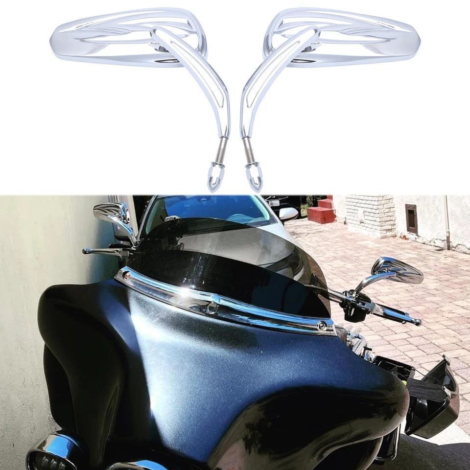 Chrome Motorcycle Rearview Mirrors For Harley Davidson Street Glide Road King — 第 1/4 张图片