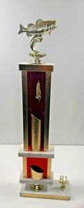 Angelpokal 1981, Marmorabschnitte. Metallfische.  wenige Kratzer.  24" groß. - Bild 1 von 5