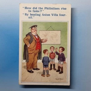 Donald Mcgill Comic Postcard 1935 Football Aston Villa School Teacher Glasses - Picture 1 of 2