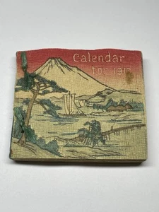 Antique 1913 Japanese Japan Woodcut Crepe Paper Calendar Book - Picture 1 of 23