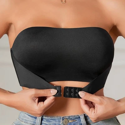 Бесшовные бюстгальтеры пуш-ап без бретелек для женщин с застежкой спереди нескользящие Bandeau Bro новые - Изображение 1 из 4