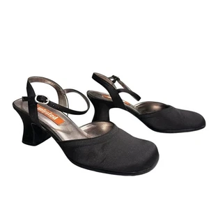 Nicht aufgeführt schwarz Satin geschwungener Absatz eckige Zehenpartie Mary Jane’s Y2K Damengröße 8 - Bild 1 von 11