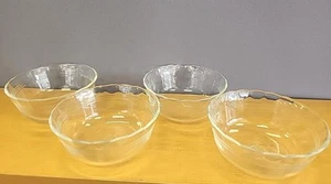 4er Set Vintage PYREX Schalen aus gewelltem Glas 464 3 Ringe klar 300 ml - Bild 1 von 11