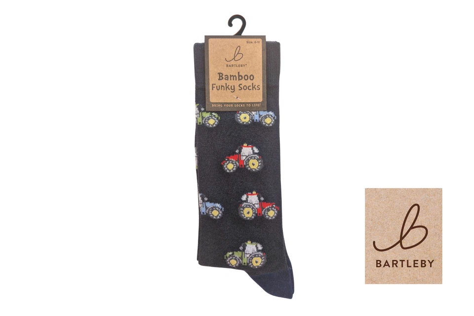BARTLEBY FUNKY BAMBOO SOCKS - MODERN TRACTOR, SIZE 6-11