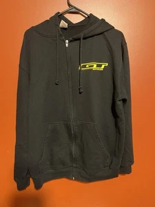 GT Bicycles Jacket Hoodie Large Black Full Zip Anvil Hooded Zipper Sweatshirt - Picture 1 of 5