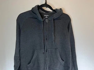 Eddie Bauer Damen Langarm Hoodie mit durchgehendem Reißverschluss grau leicht Gr. L gemütliches Camp - Bild 1 von 16