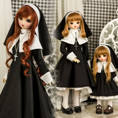 1/6 1/4MSD/RL 1/3 BJD Conjunto Ropa Monja Traje Vestido + Chal + Bufanda + Collar Foto 1 de 4