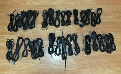 Mixed Lot of 30 RJ11 Multi Size / Lengths & Shape Black Phone Cords **READ**  - Image 1 of 4