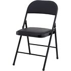 1 Cushioned PU Folding Chair Guest Visitor Study Seating Black Metal Frame