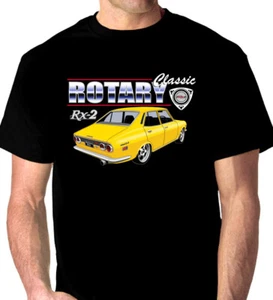 MAZDA RX2 SEDAN ROTARY QUALITY BLACK TSHIRT (7 CAR COLOURS) BIG FIT - Picture 1 of 14