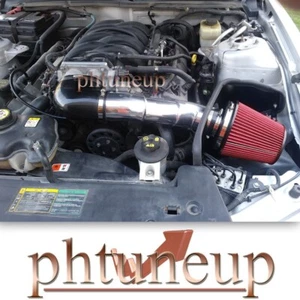 RED FILTER HEATSHIELD AIR INTAKE KIT FIT 2005-2009 FORD MUSTANG 4.6L V8 ENGINE - Picture 1 of 1