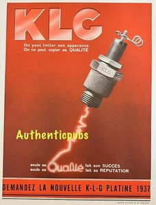 PUBLICITE KLG BOUGIE QUALITE SUCCES REPUTATION DE 1937 FRENCH AD PUB COULEUR - Imagen 1 de 1