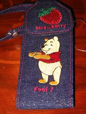 DISNEY STORE WINNIE THE POOH FRUITY STRAWBERRY FOOL EMBROIDERED PHONE CASE NEW!