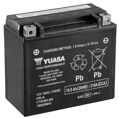 Battery For Harley XLH 883 Sportster CAM 1988 YUASA YTX20H-BS AGM Enclosed - Image 1 of 3
