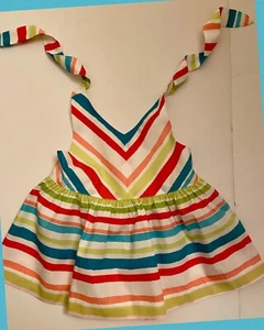 NWOT 3 Janie & Jack “POOLSIDE PALMS” Turquoise STRIPES Halter TOP Elastic Back - Picture 1 of 4
