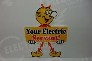 Reddy Kilowatt LARGE ELECTRIC SERVANT DIE CUT HEAVY DUTY SIGN ELECTRICIAN GIFT - Picture 1 of 3