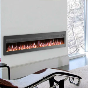 60" Electric Fireplace Insert Wall Mounted LED Flame Heater Standing Fire Suite - Picture 1 of 8