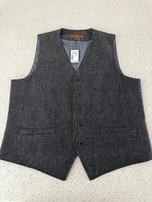 mens warehouse vest pronto uomo blue mens formal vest dark gray size large NWT - Image 1 of 3