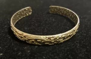Vtg chinese 925 silver character symbol textured cuff bracelet heavy shiny - Picture 1 of 5