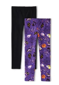 The Children’s Place Girls M 7/8 Halloween Cotton Leggings Black/Purple 2-Pk NWT - Picture 1 of 6