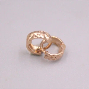 Pure Au750 18K Rose Gold Women Lucky Full Star Earrings Hoop 0.6-0.7g 7*2.1mm - Picture 1 of 5