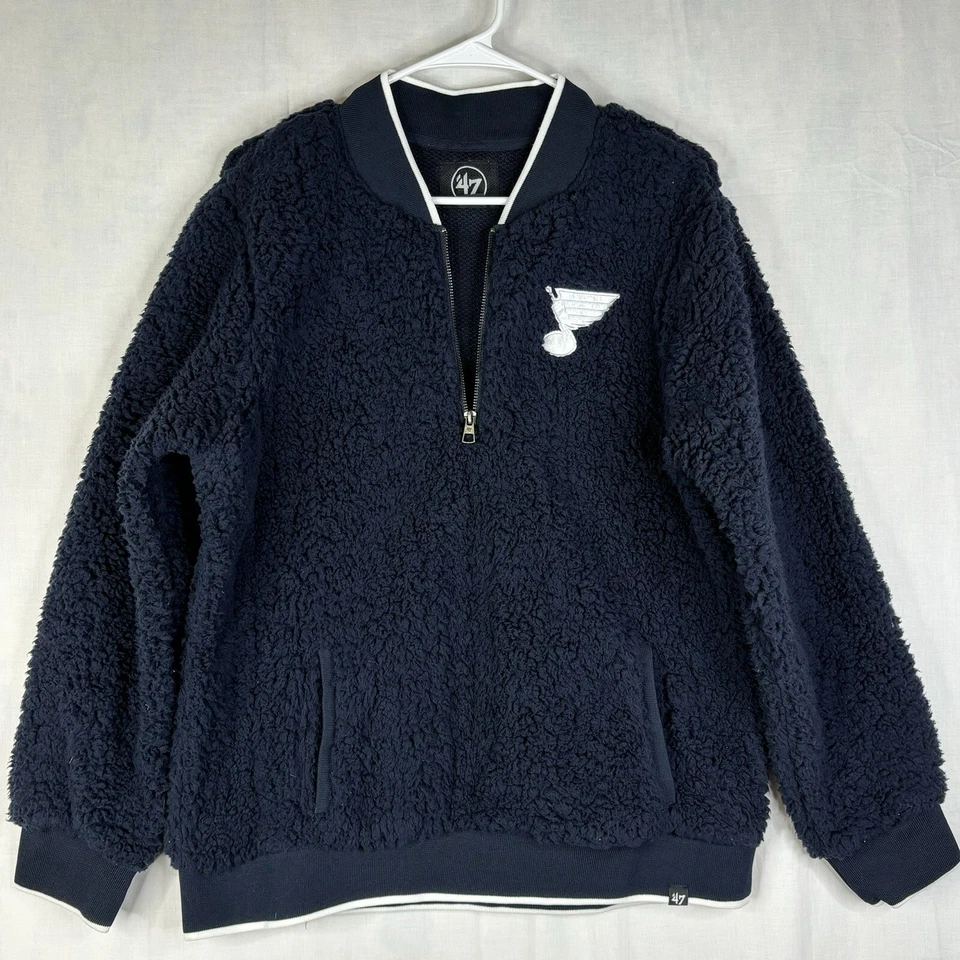 St Louis BLUES Fleece Women Large 1/4 Zip Long Sleeve High Pile NHL Pullover ‘47 - Image 1 of 4