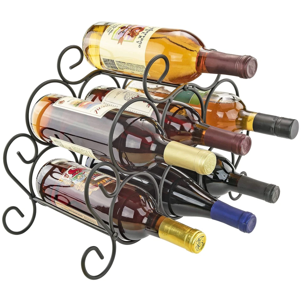 Southern Homewares SH-10048 7 Bottle Minuet Wine Rack Black
