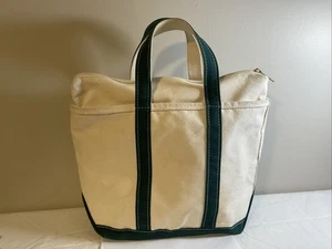 Vintage L L Bean Zip Boat And Tote Canvas Bag Late 80’s Early 90’s Green Medium - Picture 1 of 14