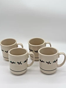 Juego de 4 tazas de acebo tradicionales de cerámica Longaberger EE. UU. - Imagen 1 de 6