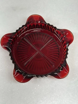 Vintage Ruby Red Glass Ashtray 4”  - Image 1 of 4