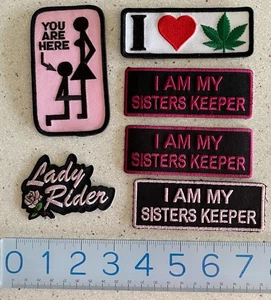 Menge 6 weibliche Biker Weste Patches Neuheit Motorrad Jacke Erwachsene Humor - Bild 1 von 4