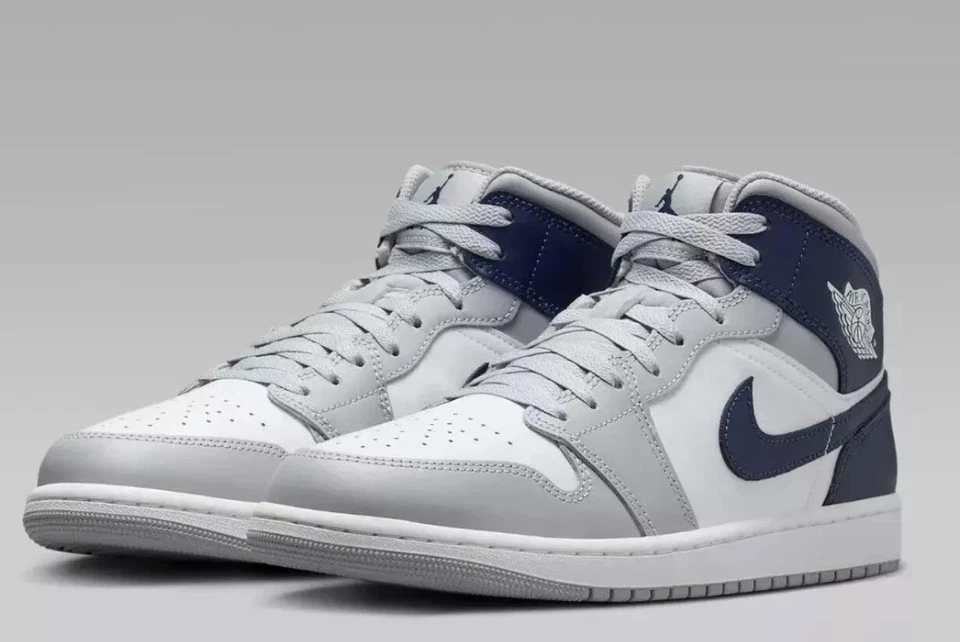 Nike Air Jordan 1 Mid Wolf Cinza Meia-Noite Azul Marinho DQ8426-104 Masculino Tamanho 11 ENVIO RÁPIDO - Imagem 1 de 4