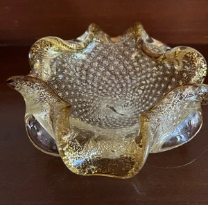VIntage Murano Italy Barovier & Toso Art Glass Gold Flecked Bowl - Picture 1 of 5