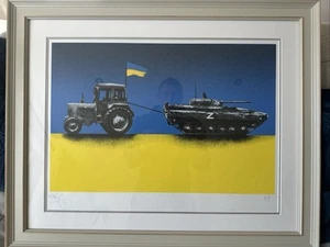Framed Painting “Ukraine tractor pulling Russian tank” - Picture 1 of 7