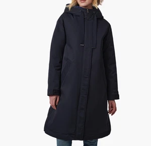 Bernardo Hooded Raincoat with Removable Hooded Bib Navy Blue Size XS New - Picture 1 of 15