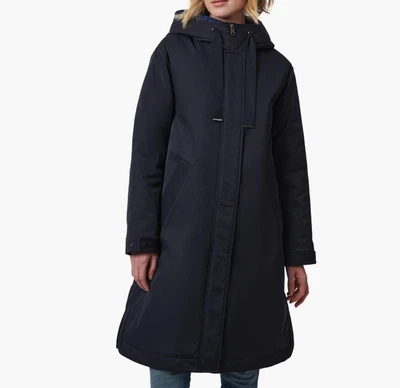 Bernardo Hooded Raincoat with Removable Hooded Bib Navy Blue Size XS New - Image 1 of 4