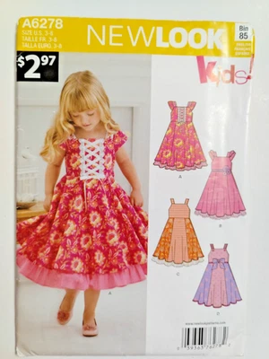 dress Gown Party Girls 3 4 5 6 7 8 New Look Simplicity 6278 Sewing Pattern UC - Image 1 of 4
