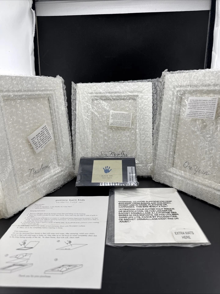 Pottery Barn Kids Hand Print Frame Kit Set/3 Newborn 6 Months 1 Year New Sealed - Image 1 of 4