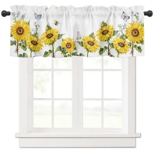 Window Valance Rod Pocket Panel for Kitchen Bedroom Window Watercolor Yellow ... - Picture 1 of 5