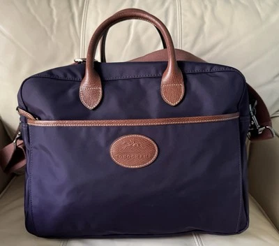 Bolso de viaje Longchamp, púrpura con detalles de cuero, ¡COMO NUEVO! Foto 1 de 4