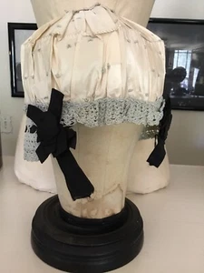 RARE 1920’s Flapper Era Boudoir Ivory/Seafoam Green/Black Sleep Cap French Knots - Picture 1 of 24