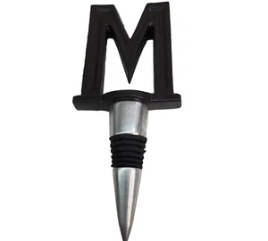 M Bottle Stopper Large Vintage Retro Capital 3" Letter M Metal w Rubber 6" tall - Picture 1 of 24