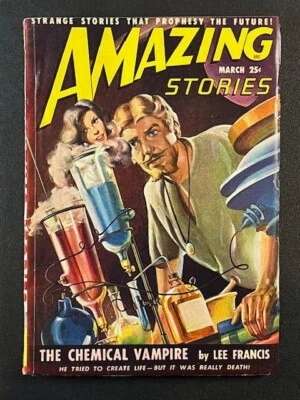 Amazing Stories March 1949, 6.5 FN+, The Chemical Vampire, Pulp, Sci-Fi Magazine - Image 1 of 4
