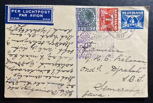 1937 Haarlem Netherlands PS Postcard Cover To Semarang Dutch East Indies - Picture 1 of 2