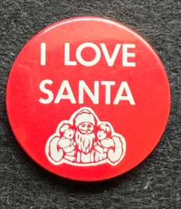 PAAR WEIHNACHTSMANN BUTTON PIN ABZEICHEN - I LOVE SANTA & OFFIZIELLER WEIHNACHTSMANN FANCLUB PRO FOTOS - Bild 1 von 6