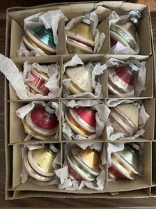 Vintage 12 Shiny Brite Ornaments Tornado Atomic Top Set - Picture 1 of 5