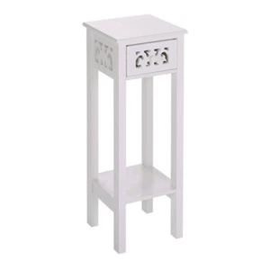 White Narrow Side End Table Small Cabinet Slim Console Desks Bottom Shelf Drawer - Picture 1 of 6