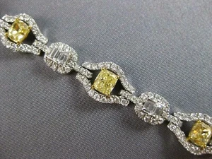 Brazalete de diamantes y citrino amarillo creado en laboratorio con cojín de 7 quilates enchapado en oro blanco de 14 quilates - Imagen 1 de 4
