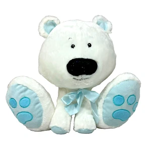 Fiesta Sitting Xmas Polar Bear 11.5" Baby Blue Trim Plushed Stuffed Animal - Picture 1 of 24