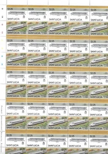 M2721 SAINT LUCIA PROPELLER DRIVEN WAGON  TRAIN, RAILWAY FULL SHEET 50 STAMPS - Picture 1 of 1